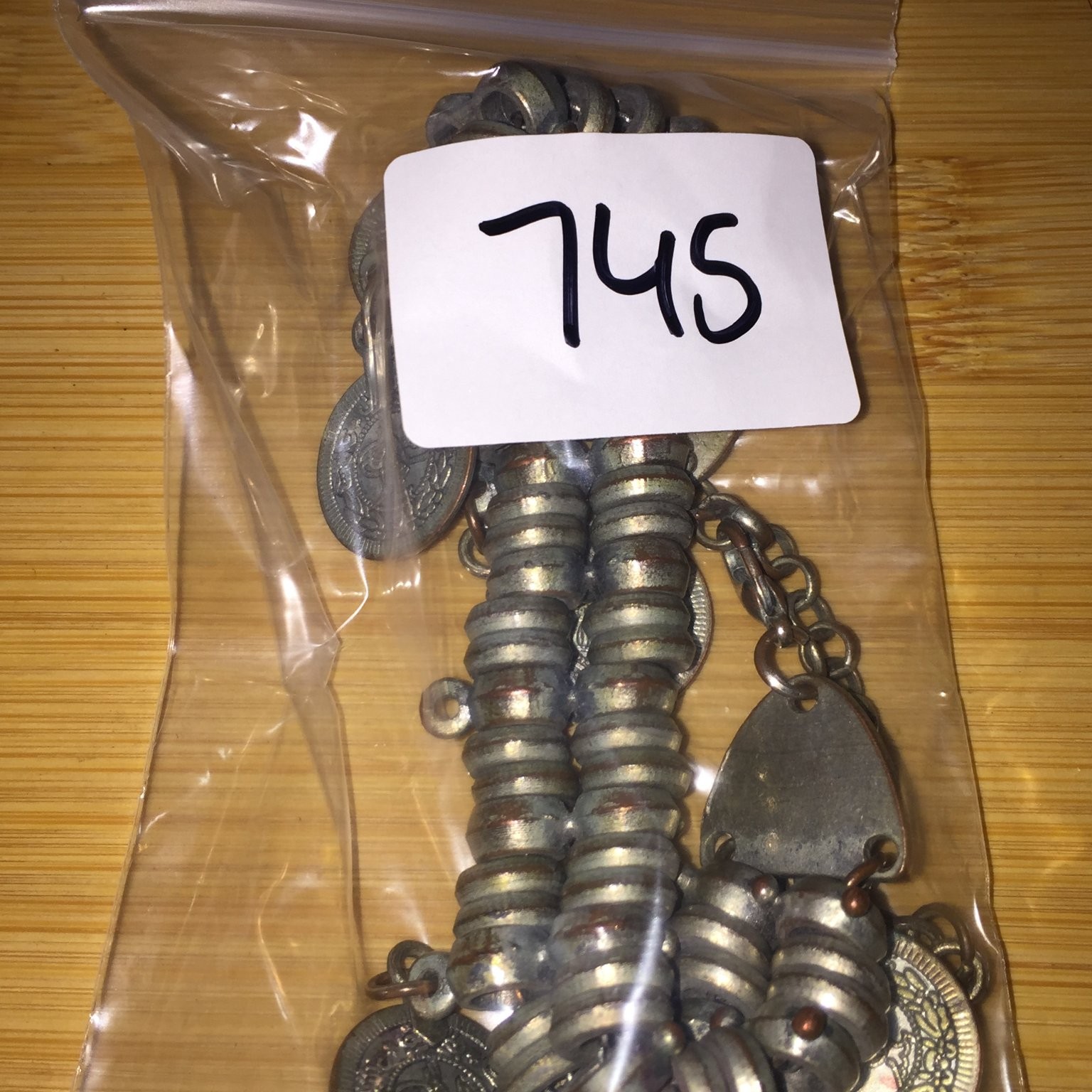 Vintage Coin Charm Bracelet Antique Silver Tone Boho Gypsy Style