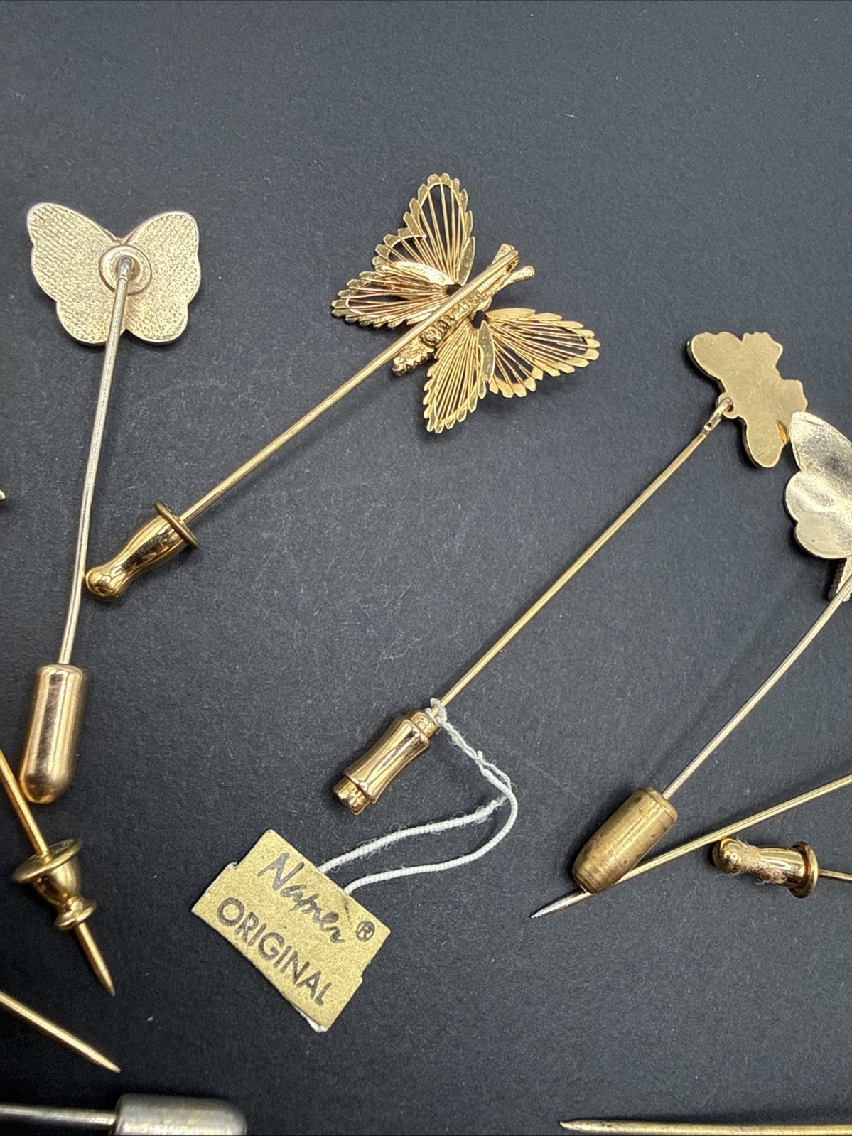 Lot Of Gold Tone Stick Pins – Butterflies Flower Garden Cloisonné One Monet B7