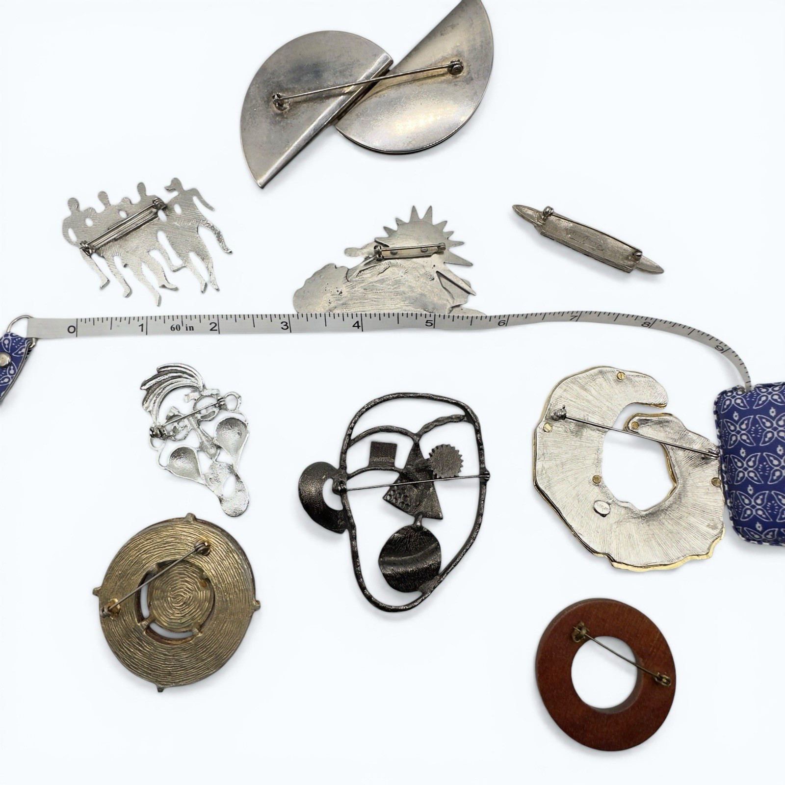 Abstract Modernist Brooch Pins Lot of 9 Vintage 60’s-80’s Silver Tone Geometric