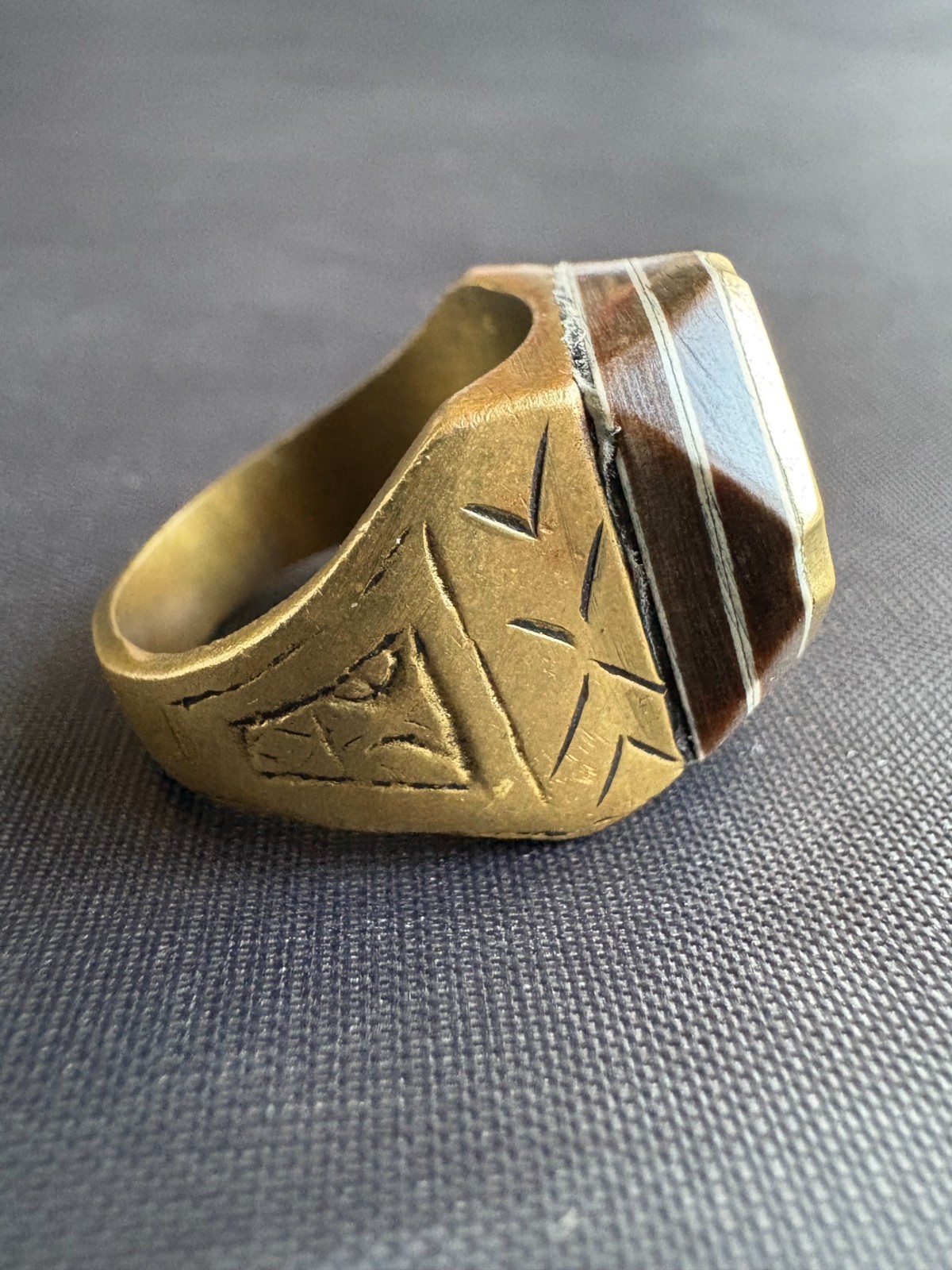 Vintage Moroccan Tuareg Brass Ring Berber Sahara Handmade Ring Brass Size 7 US