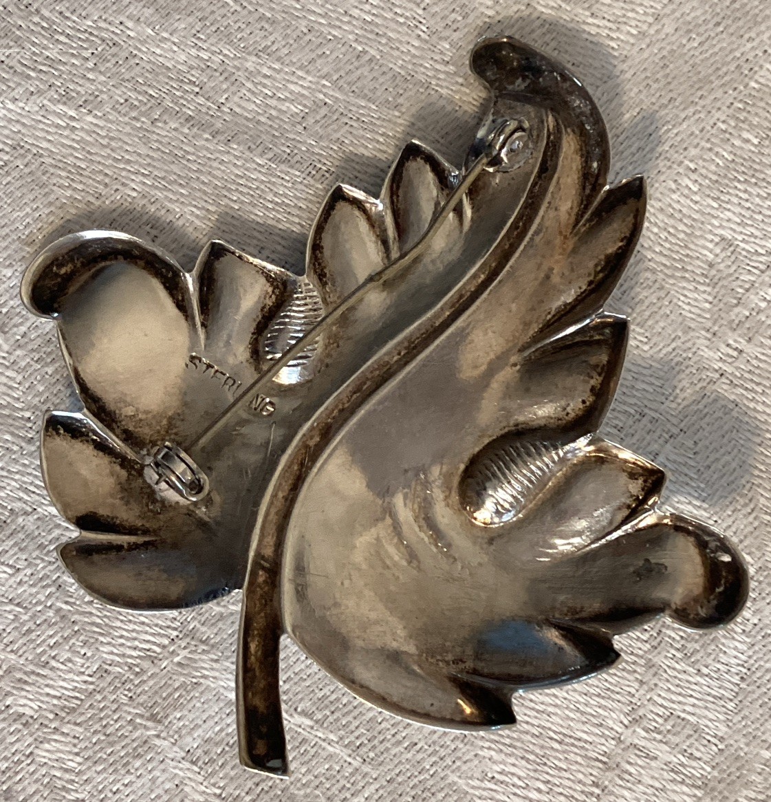 Leaf Shaped Vintage Sterling Silver Brooch Nature Arborist Fall Gift