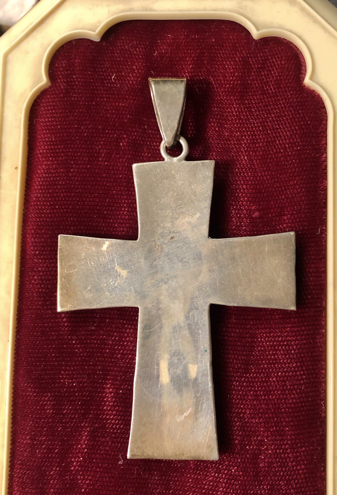 Sterling Cross.. Black Cabochons. 3.25” With Bail