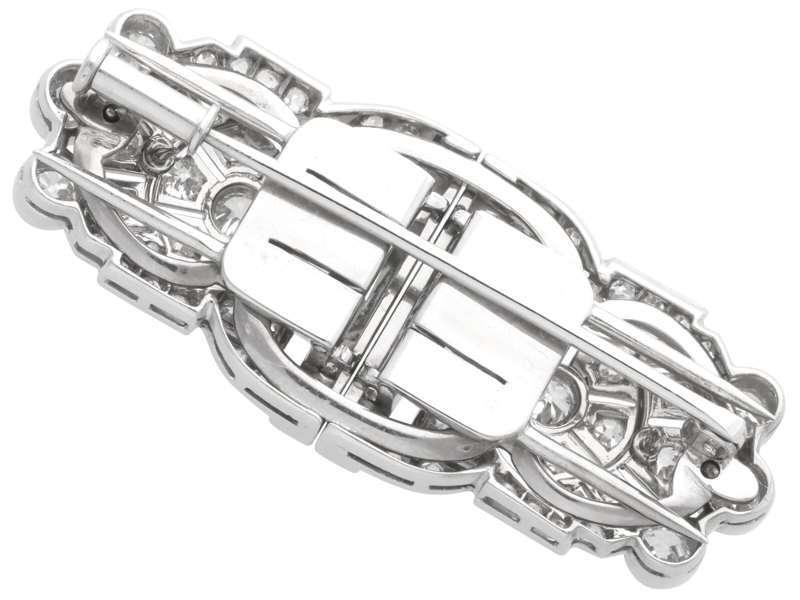 1.52Ct Aquamarine and 2.92Ct Diamond, 18k White Gold Double Clip Brooch