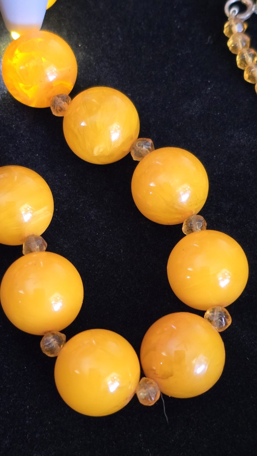 Vintage Baltic Butterscotch Amber Egg Yolk Bakelite Necklace 64 Grams