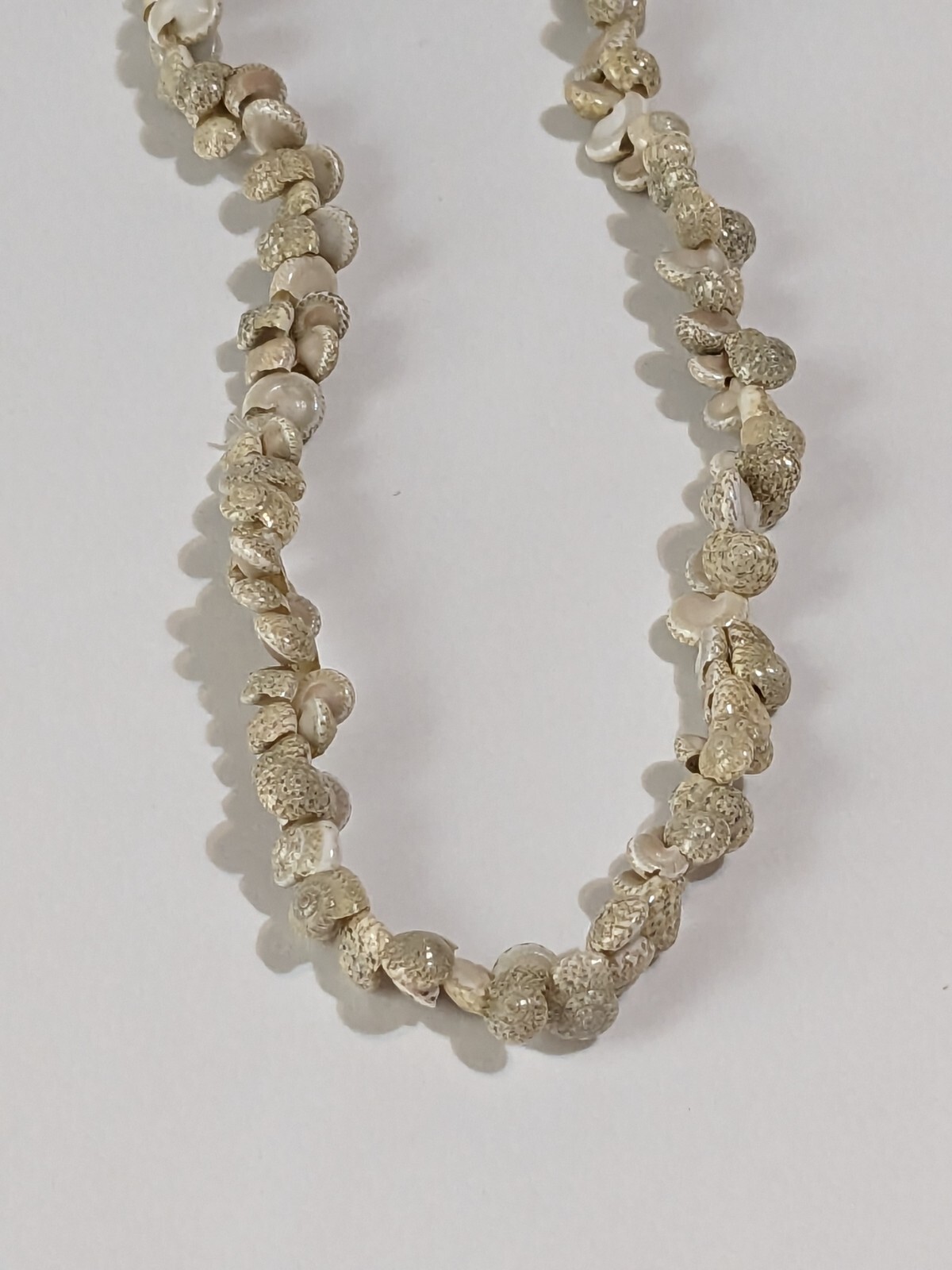 Vintage Ivory & Beige Small Shell Infinity Necklace. Beach Life. Long. 36″.