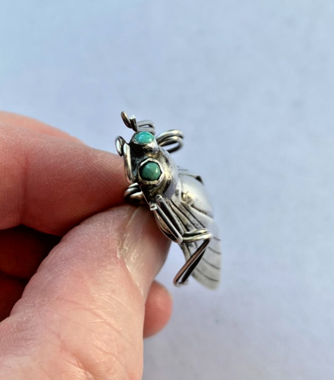 Vintage Sterling Silver Signed Taxco 925 Insect Bug Pin Brooch 1.75 Inches Long