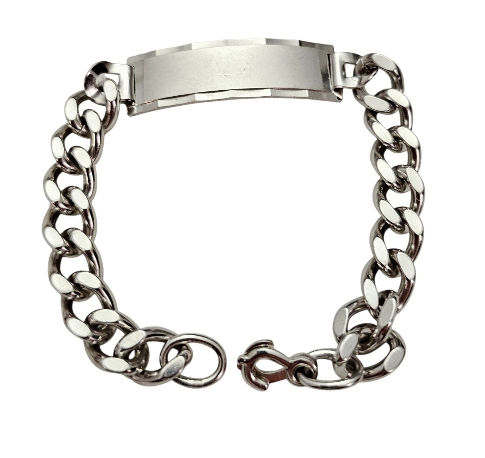 Sterling Silver Anson Cuban Chain Bracelet Sister Clasp, 8 Inches Signed