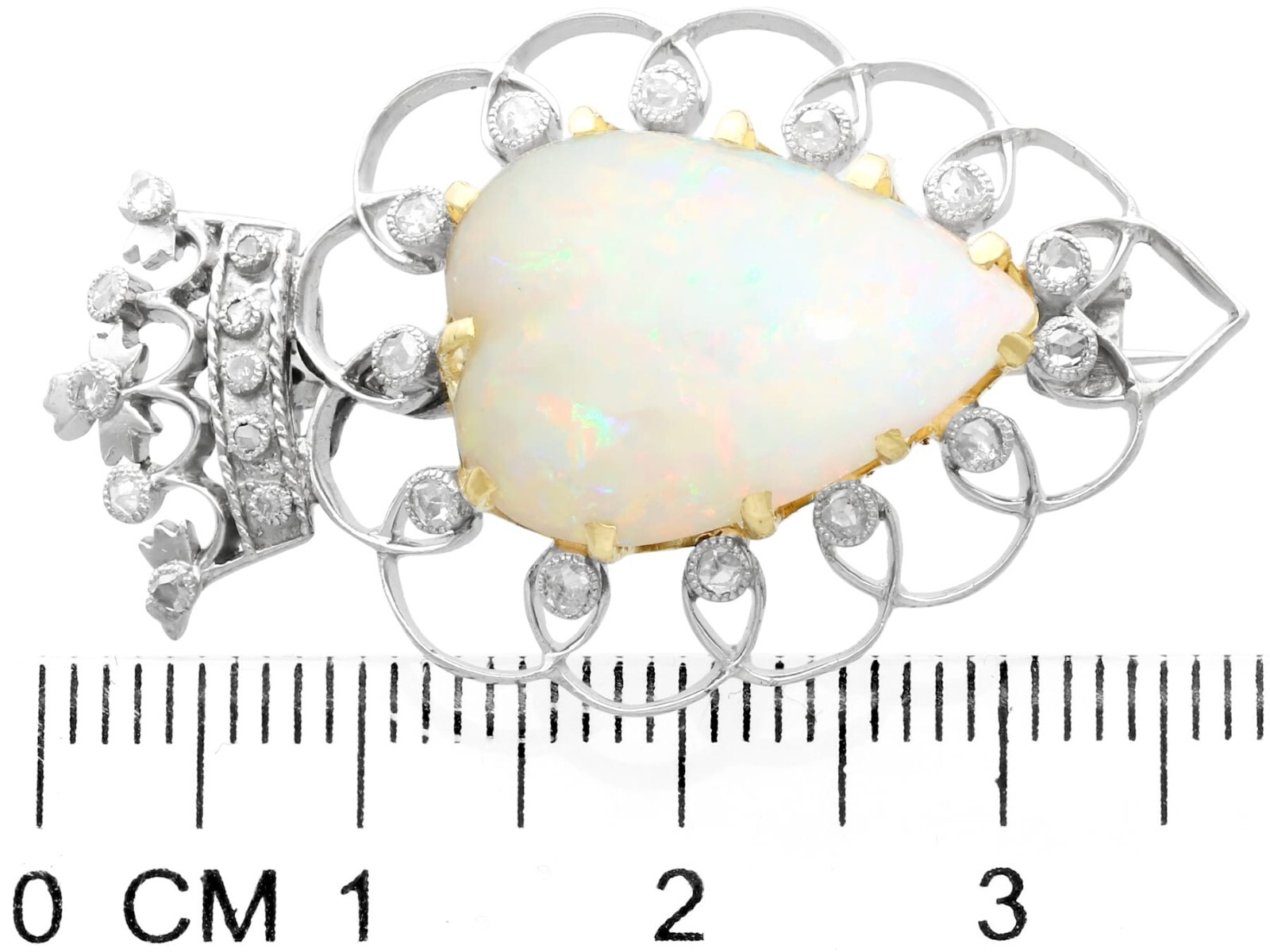 5.95 ct Opal and 0.35 ct Diamond, Platinum Brooch – Antique Victorian