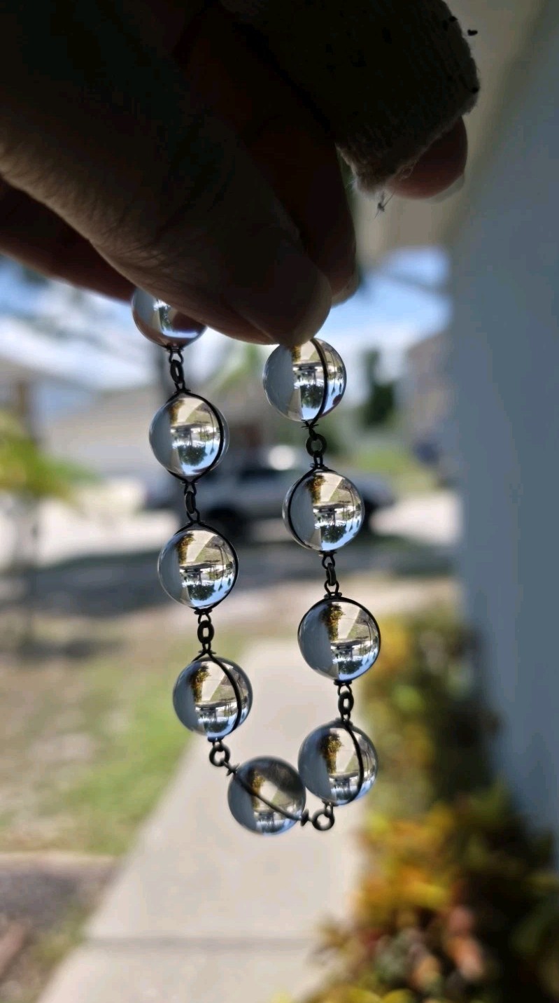 Antique Art Deco Pools of Light Sterling Silver Rock Crystal Quartz Orb Bracelet