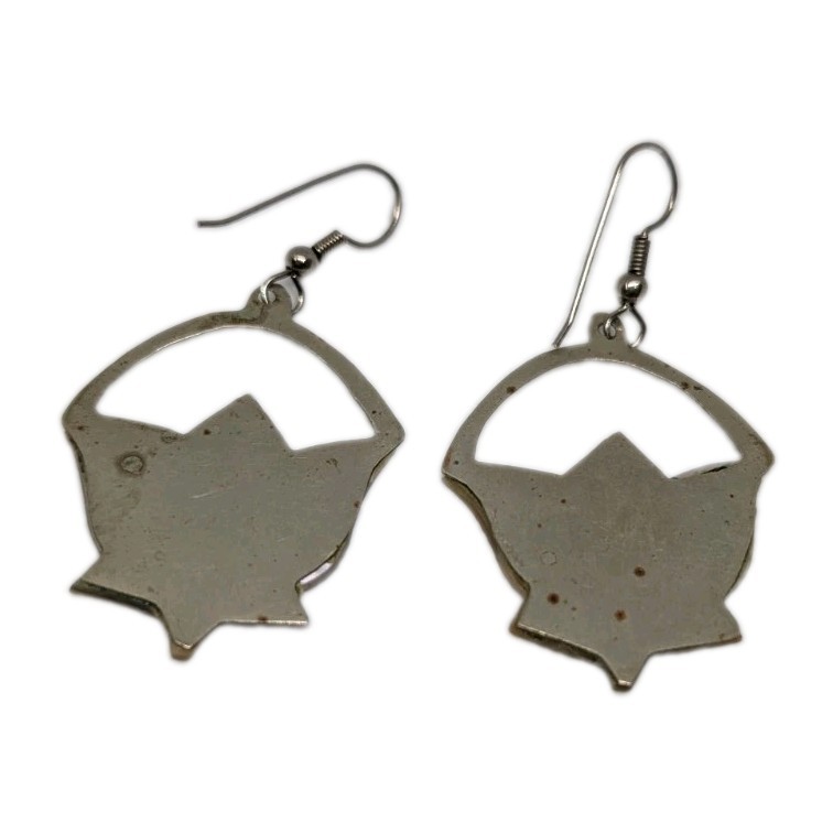Vintage Alpaca Mexico 1980s Mother of pearl lotus flower earrings