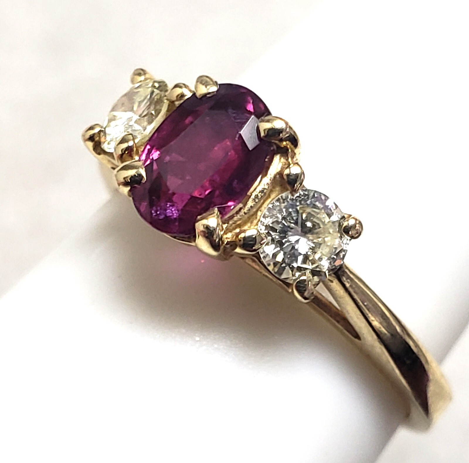 Estate 0.35CT(Est.) Ruby 0.32CT(Est.) Diamond mini Engagement Ring 14K size-5