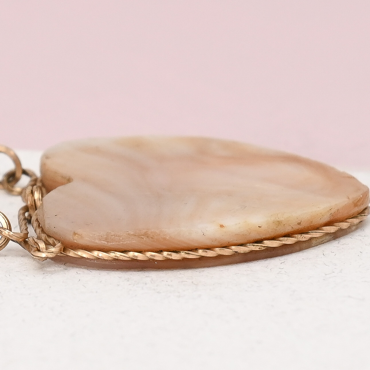 Antique Victorian LARGE 4″ Heart MOP Mother of Pearl Yellow Gold Filled Pendant