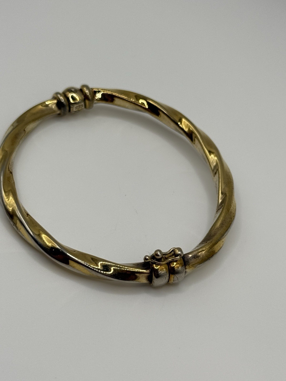 Vtg Vermeil Sterling Silver Twist Bangle Bracelet 6.25”