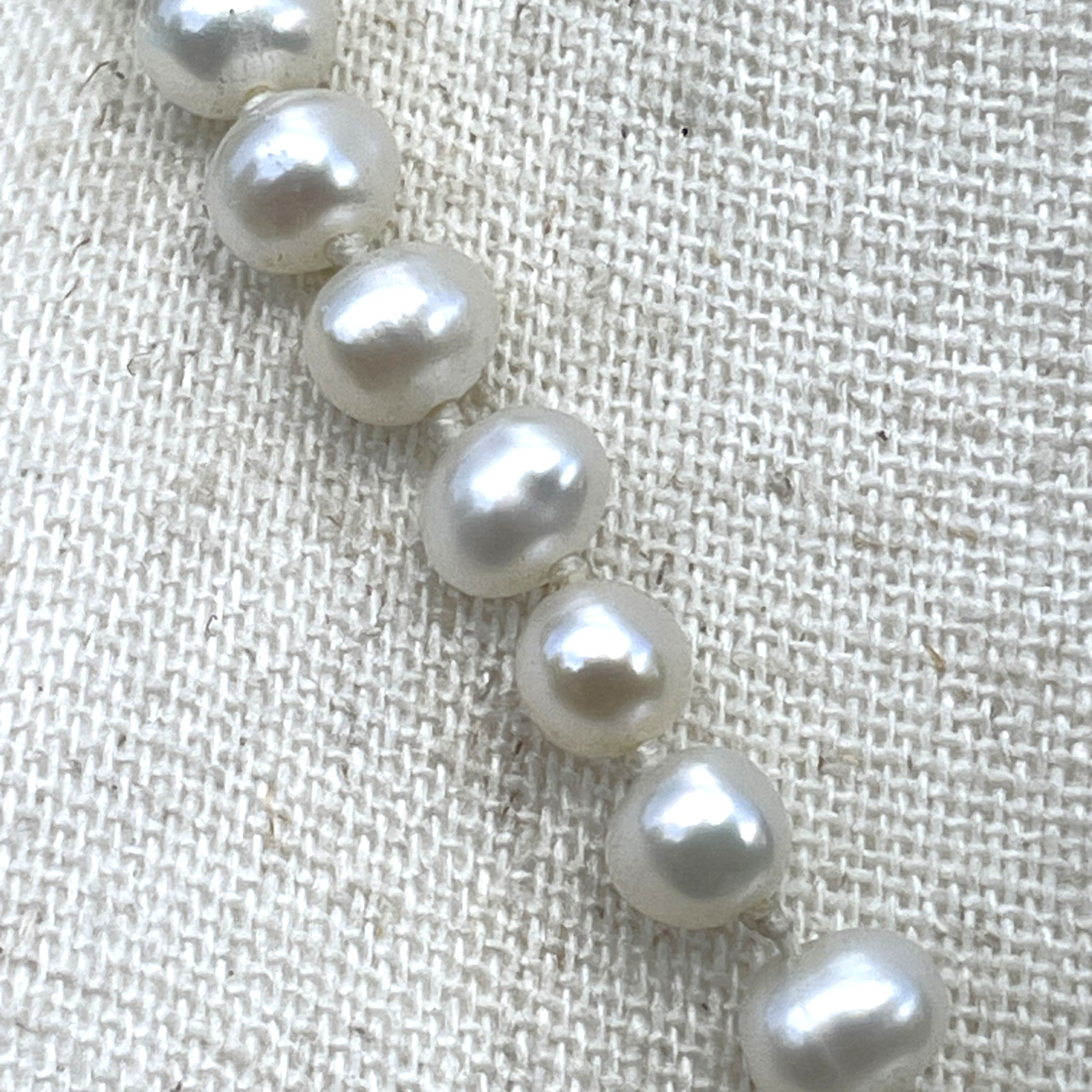 Vintage JC LIND Signed 14KGE Cultured Pearl Hand Knotted 18 3/4” Necklace