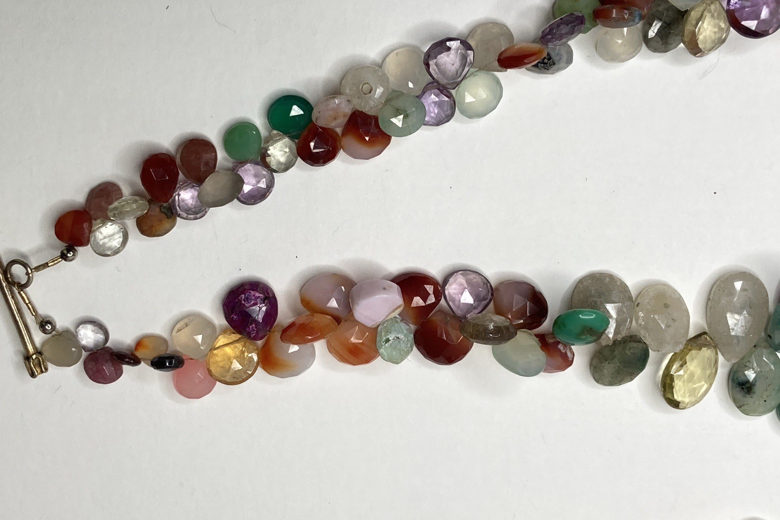 2 Multi-Colored & Multi-Strand Faceted Natural Crystal Bead Necklaces 17” & 18”