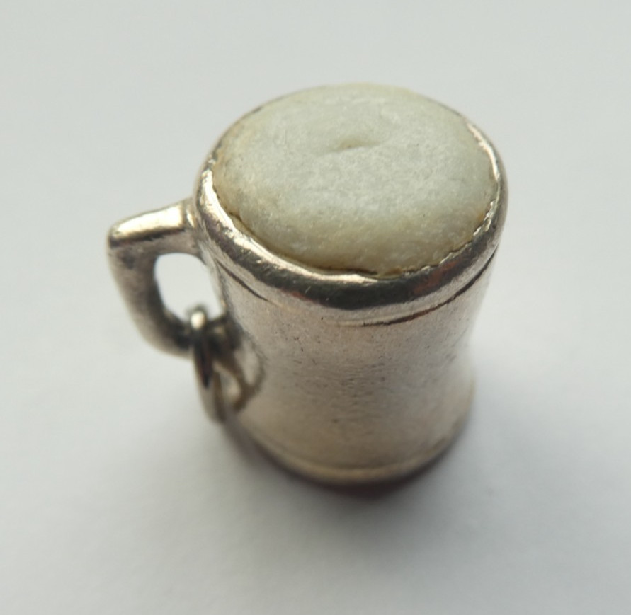 Vintage Sterling Silver Beer Mug Charm with Frothy Foam Top