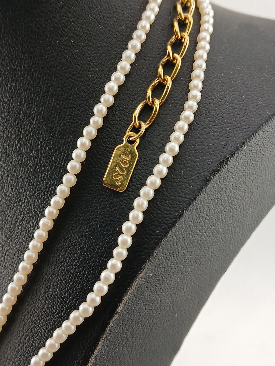1928 brand Delicate Dainty 2 strand faux pearls gold tone accents necklace