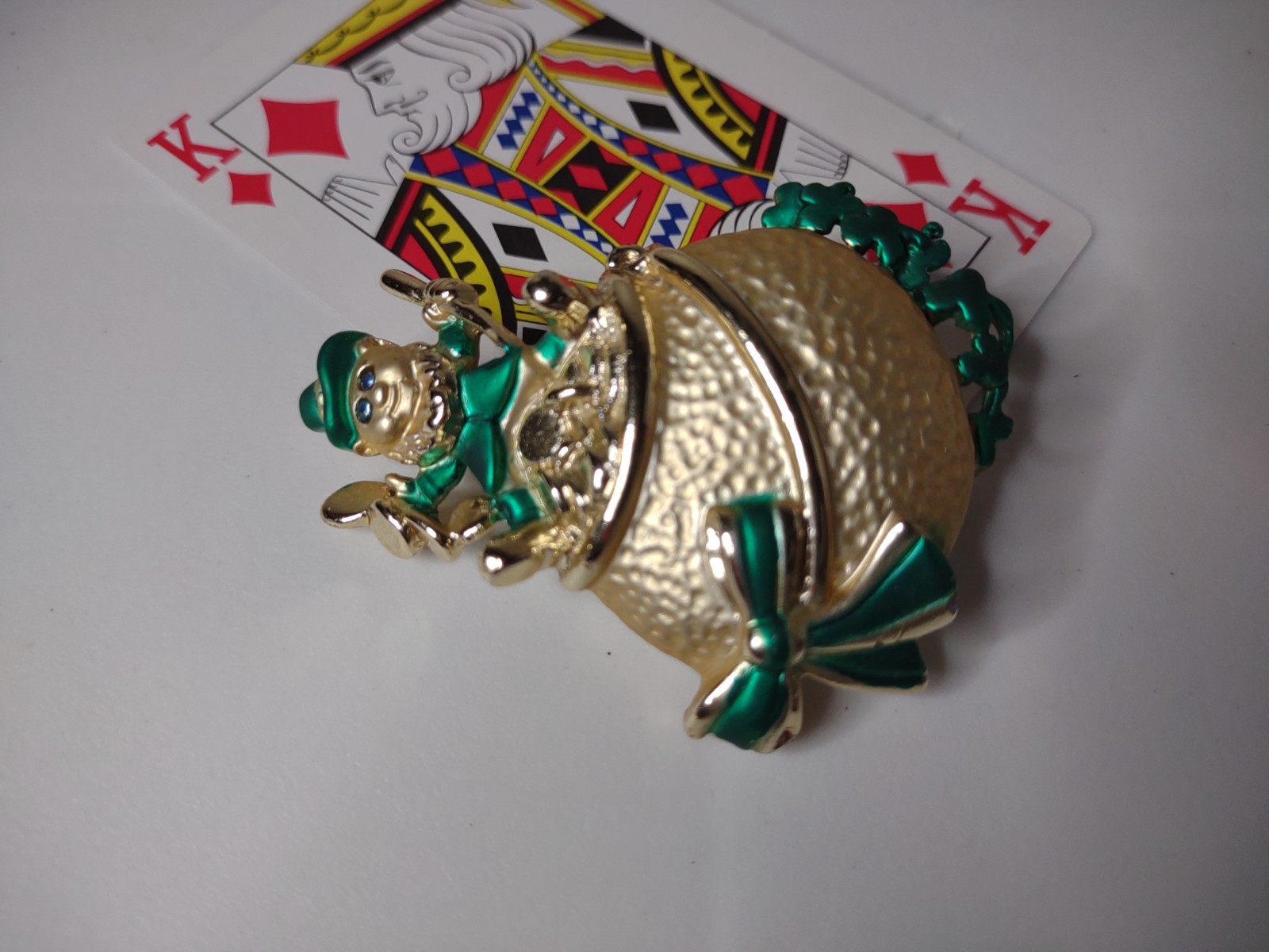 Large AJC Leprechaun With Pot Of Gold Brooch Pin