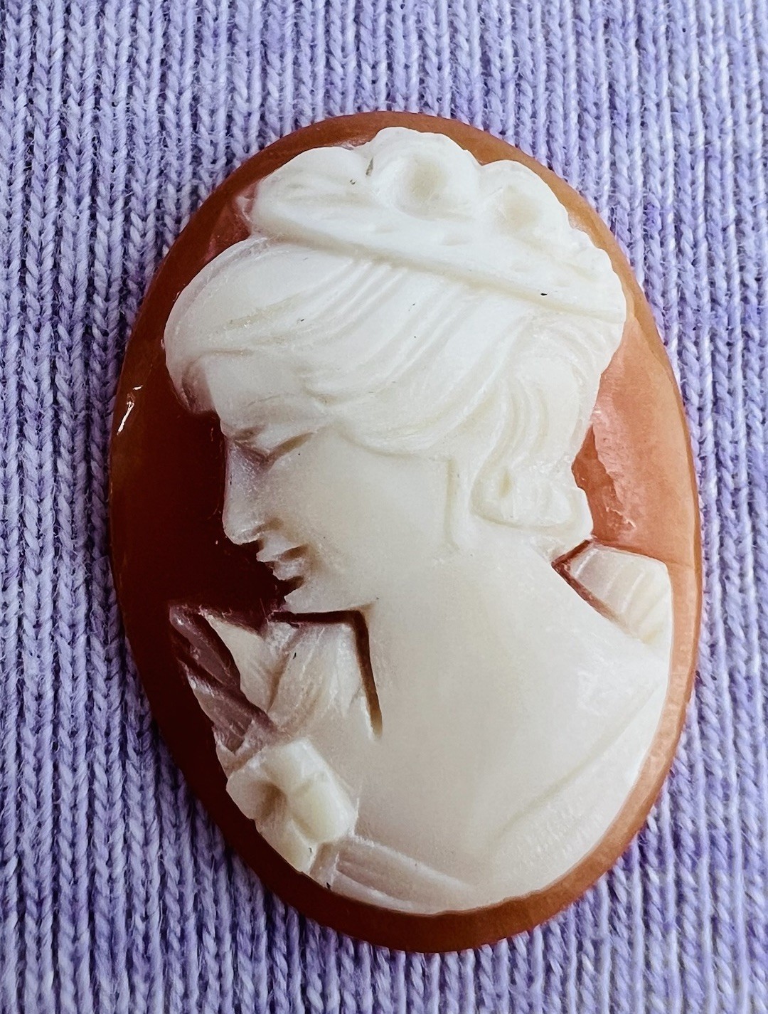 Vtg Hand Carved Shell Cameos (4) Loose Oval Lady Portrait Right Facing 2, Left 2