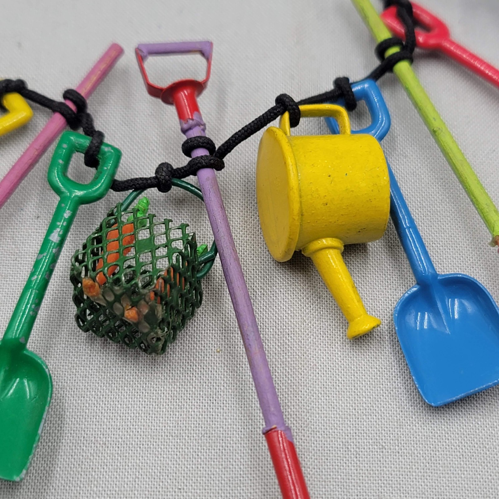 Artisan Gardening Necklace Enamel over Metal Multicolor Miniatures So FUN!