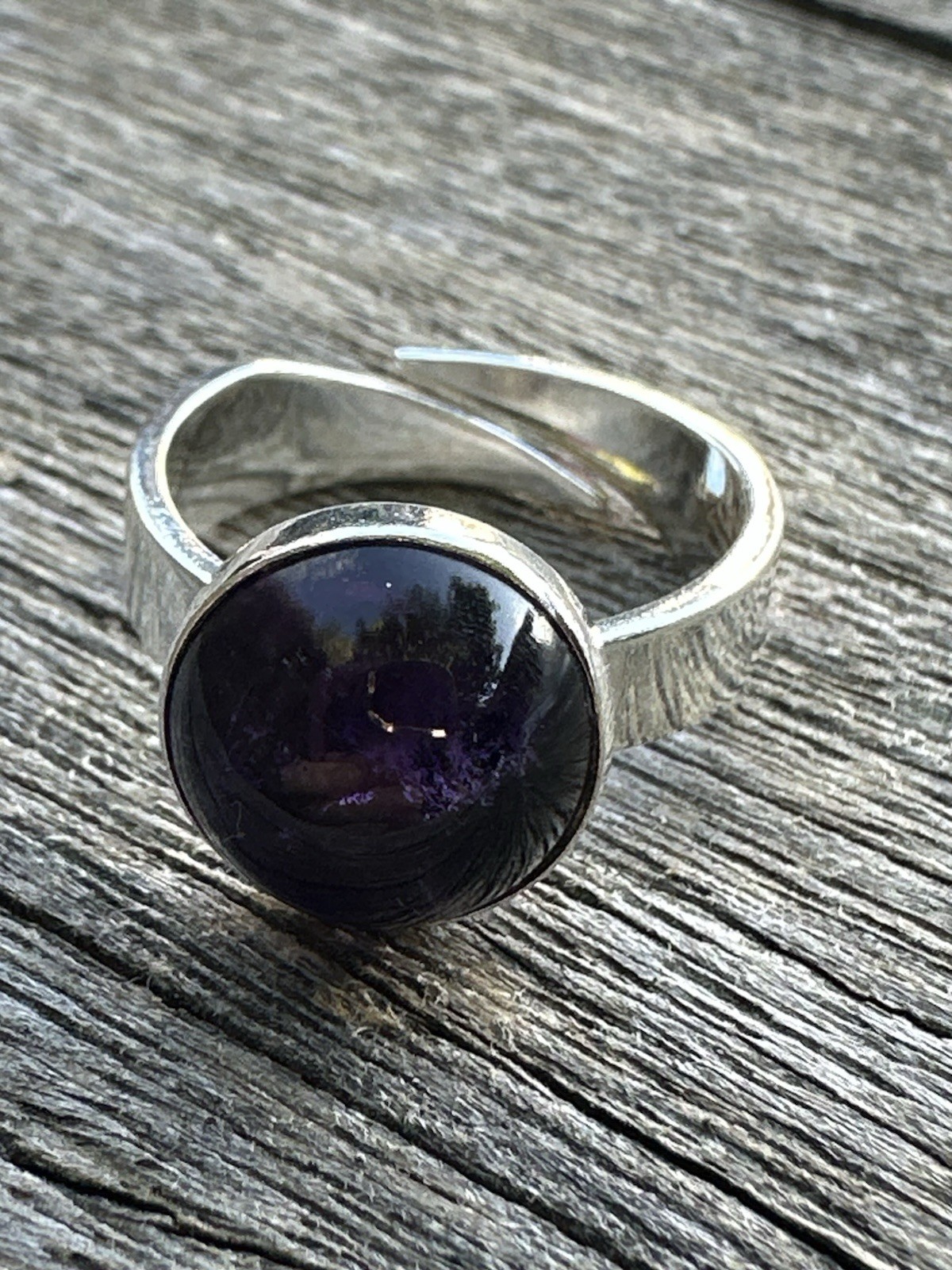 N.E From Vintage Denmark 925S Sterling Silver Modernist Ring Amethyst 1398