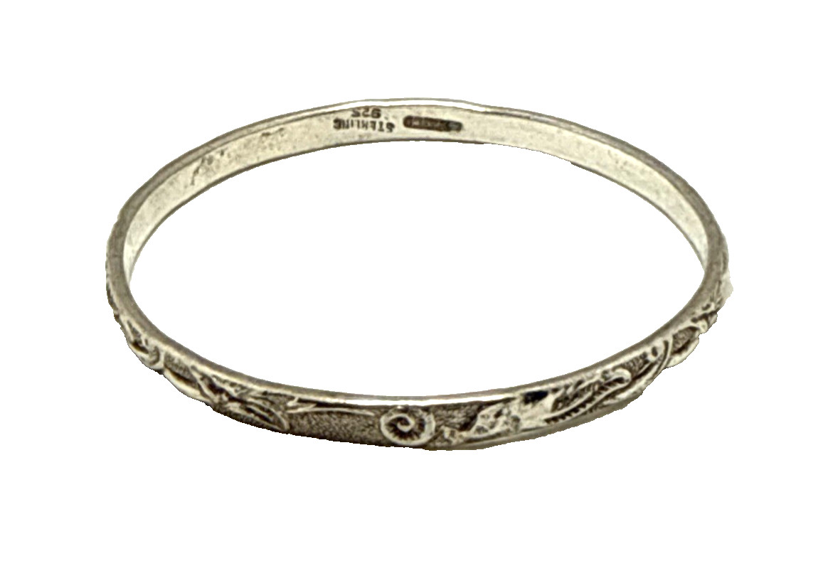 Vintage Mexican Sterling Silver 925 Bangle Bracelet Ornate Design 19g Large 9″