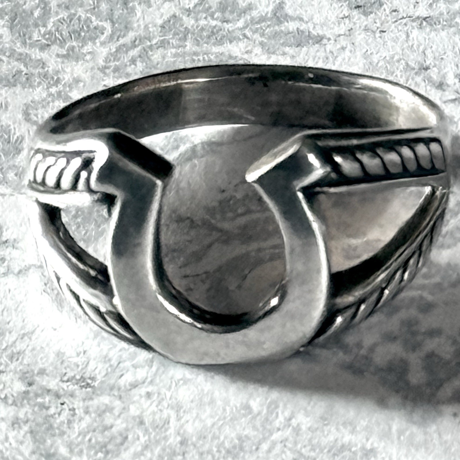 Horseshoe Ring Size 14 Sterling Silver Braided Western Rope Country Mens Gift