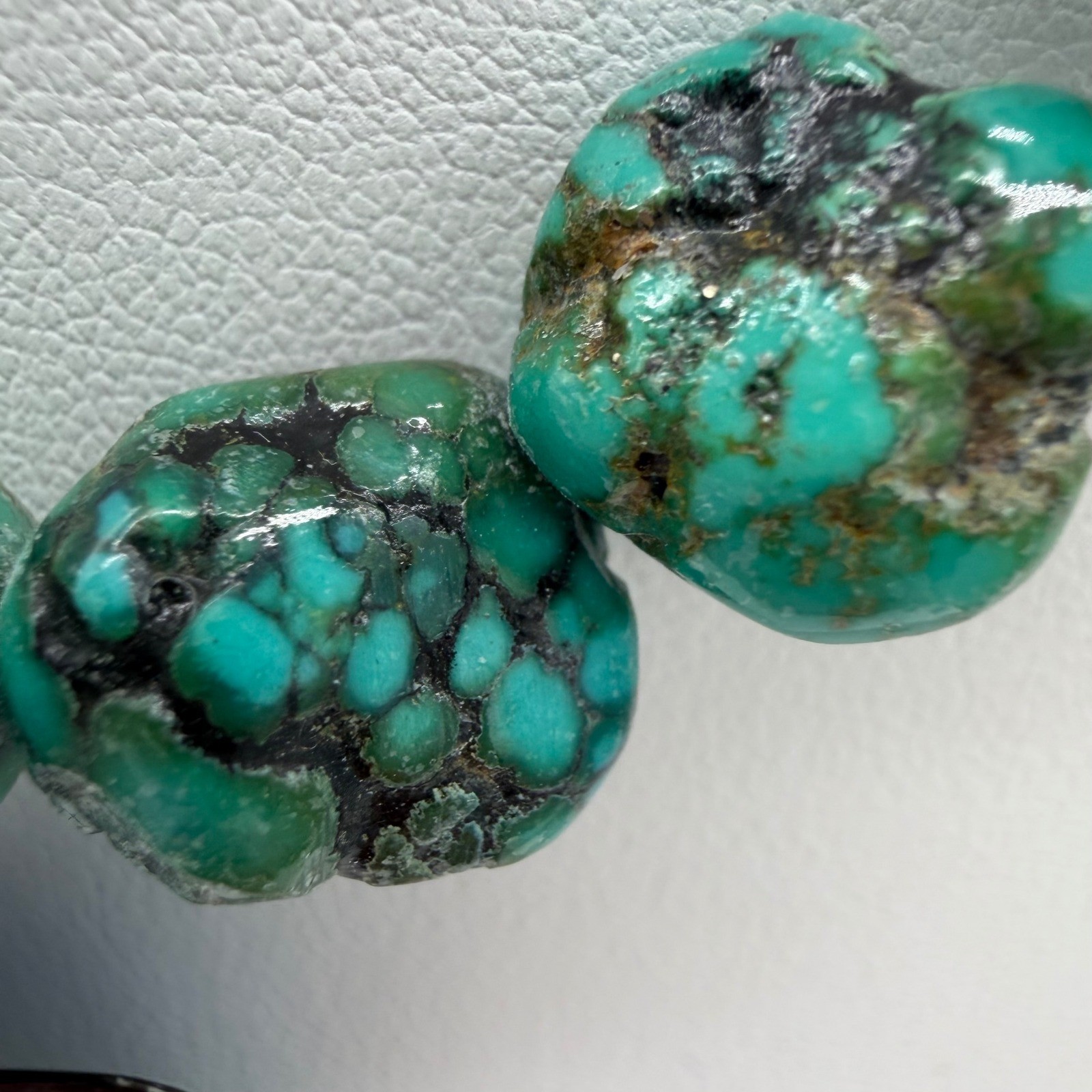 Vintage Turquoise Nugget Statement Necklace Abalone Pendant