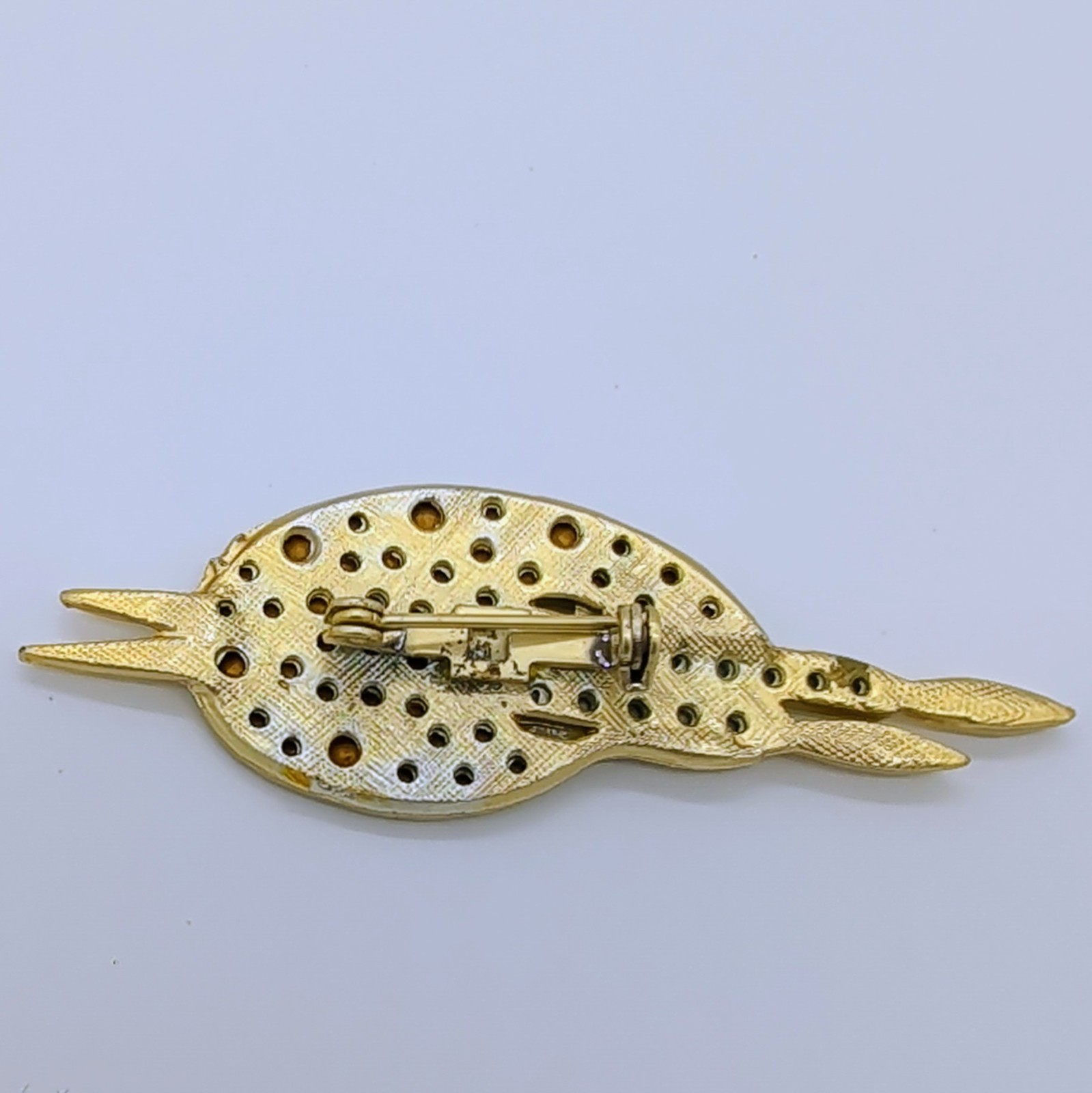 Vintage Artist Palette Brooch Paintbrush Rhinestone Multicolor AB Gold Tone Pin