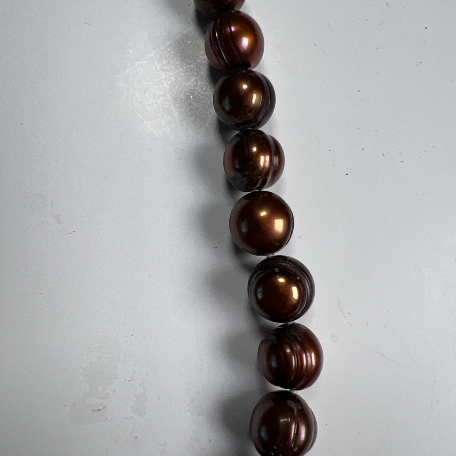 Copper Color Cultured Pearl Necklace w/ 14K CP Fish Hook Clasp 20″ Necklace