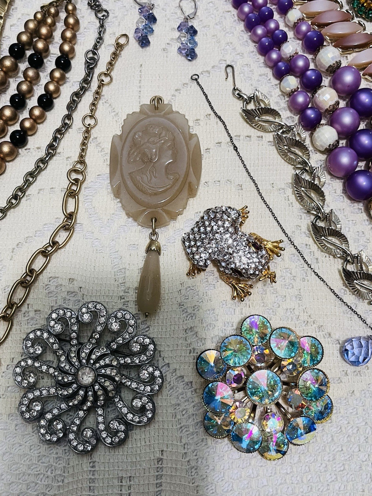 Mixed Lot Vintage Costume Rhinestone Jewelry Mod Retro Trifari Monet Renior