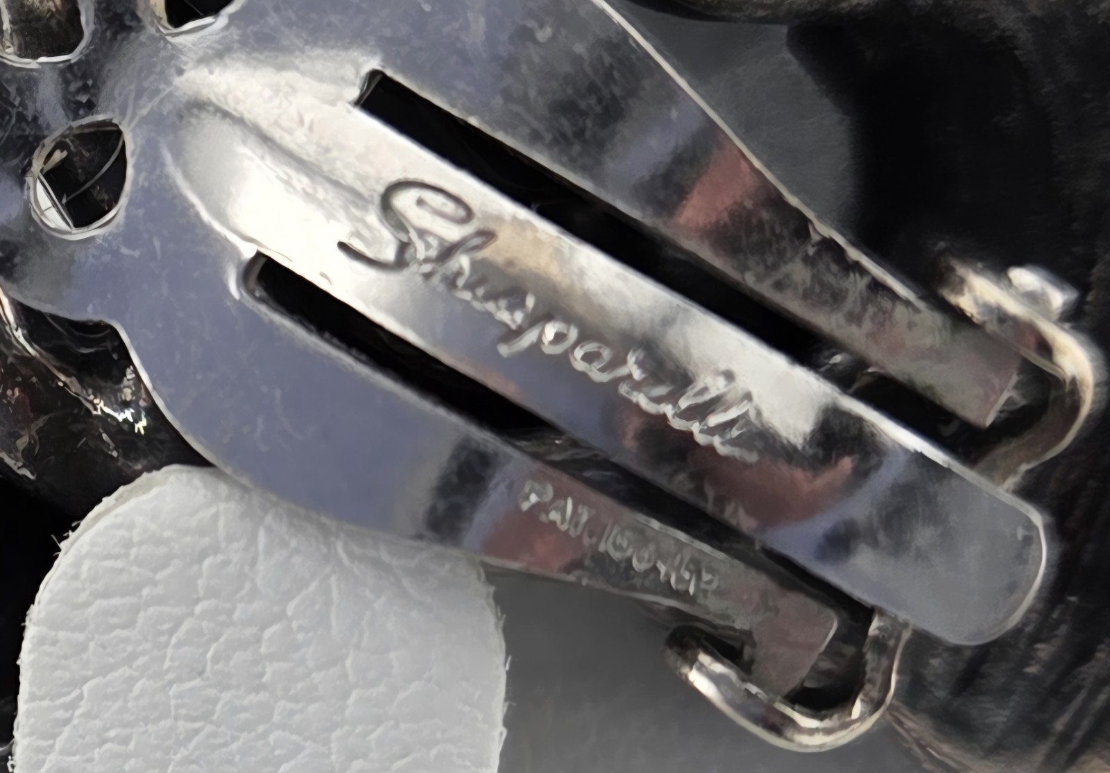 Vintage Signed Schiaparelli Black Glass Leaf Clip-On Earrings Rhodium Plated