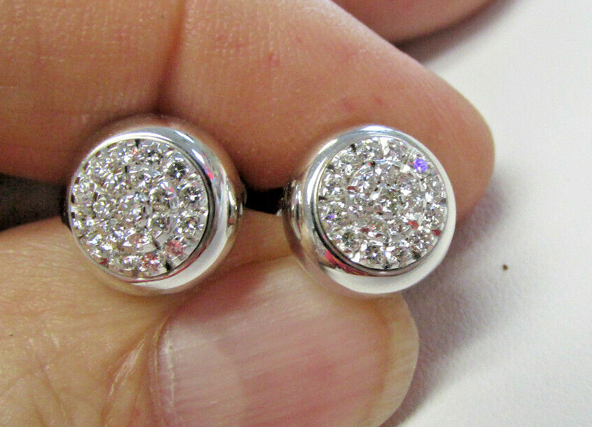 Stunning CHIMENTO Diamond Earrings Studs 18k White Gold Must See!!! MAKE OFFER