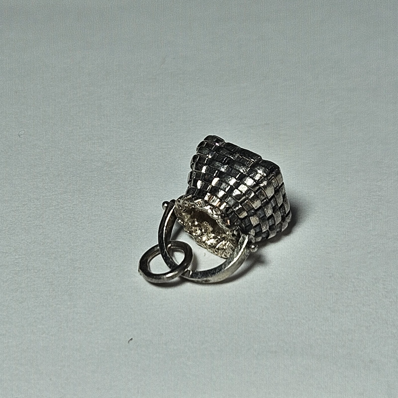 Vintage RCB Sterling Silver 1 Cm Wicker Basket With Handle Charm 4.56 Grams 925