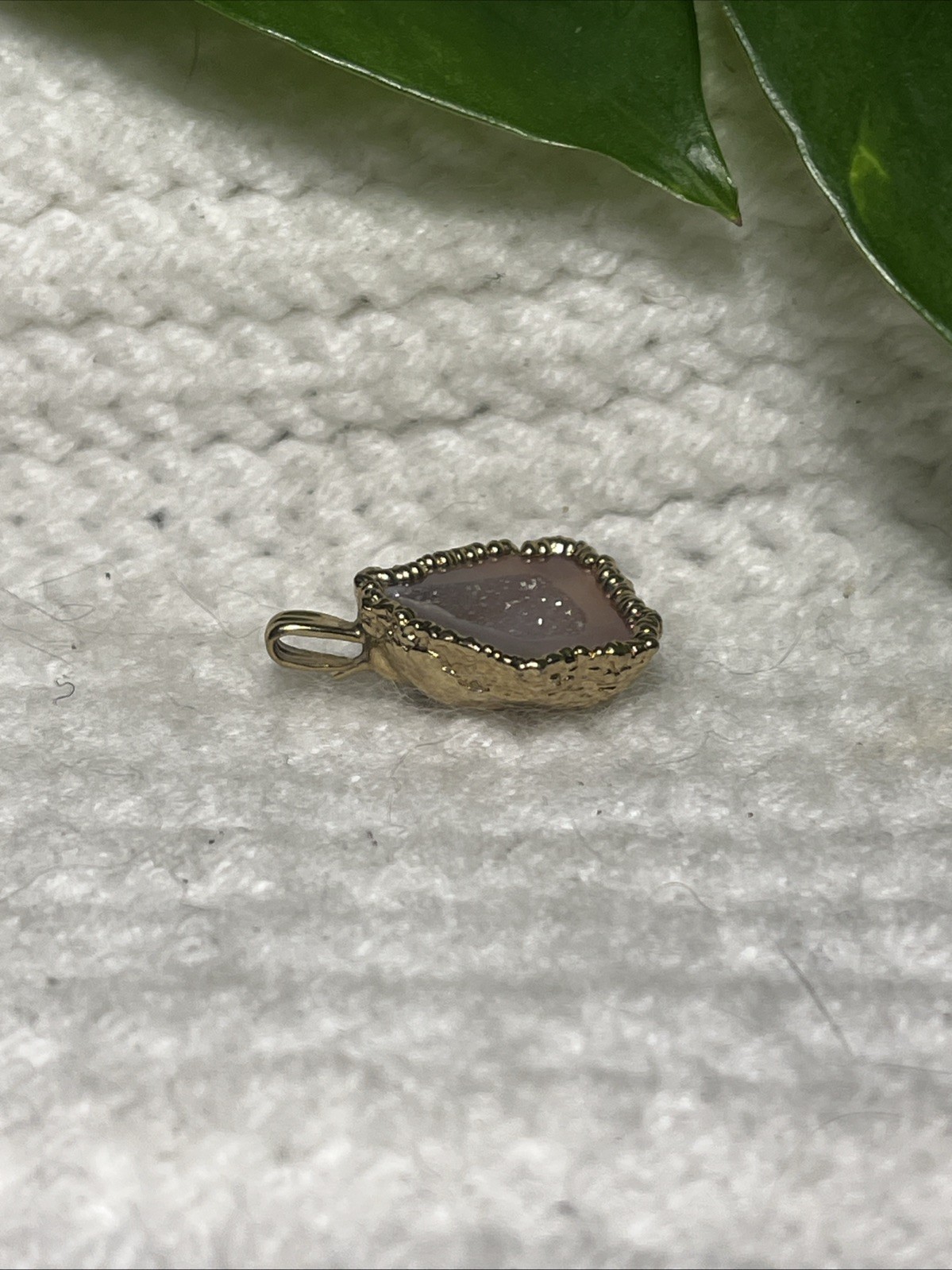 Vintage Gold Toned & Quartz Geode Pendant
