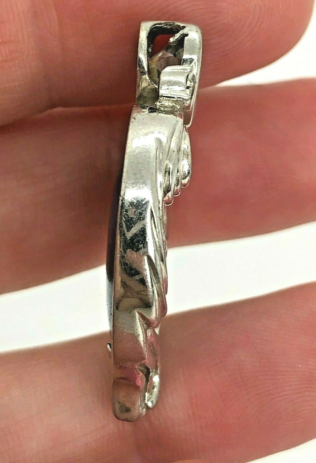BGE Sterling Silver 7mm Mystic Topaz Kissing Dolphins Heart Pendant 8.4 Grams