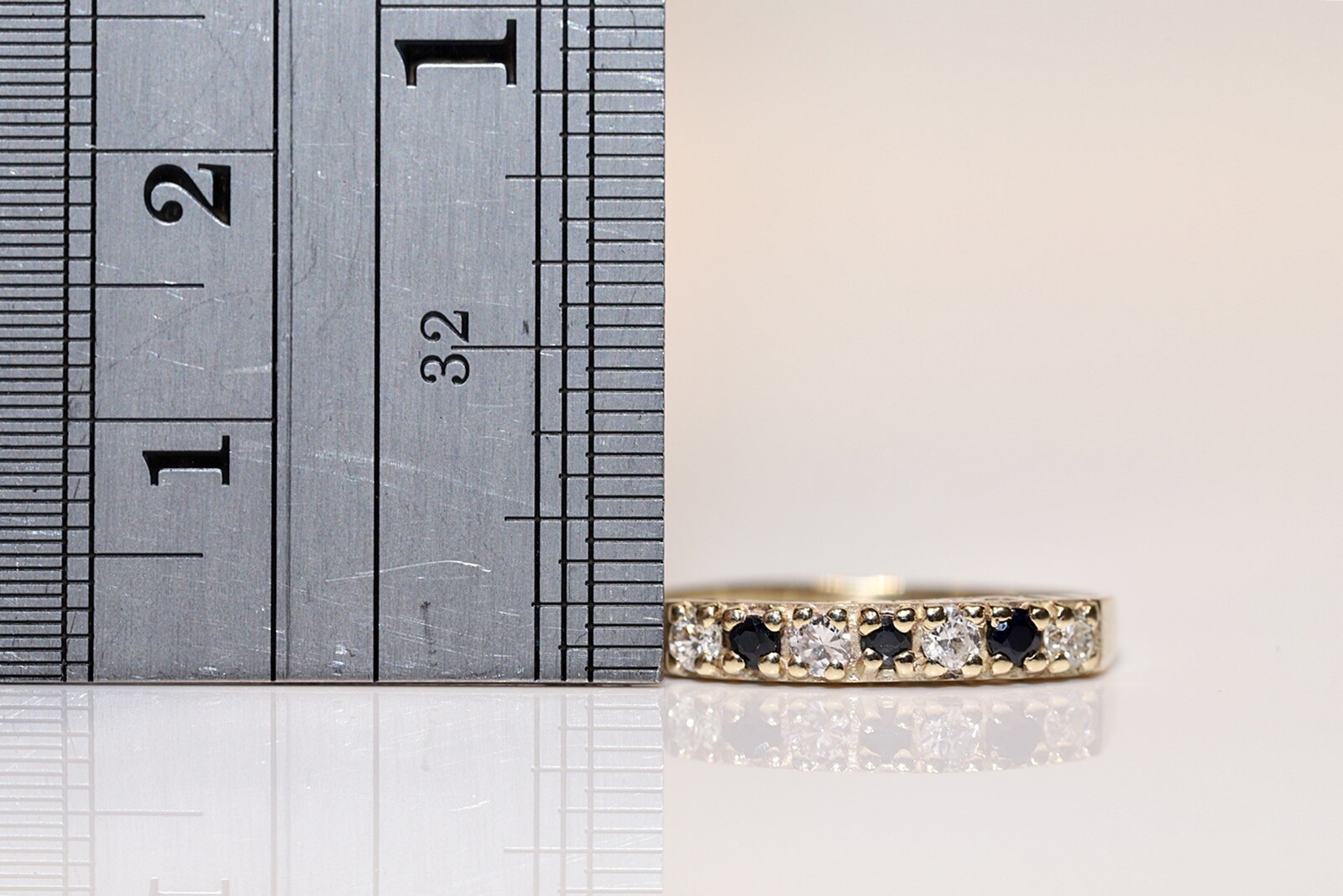 Antique Circa 1900s 9k Gold Natural Diamond And Sapphire Ring