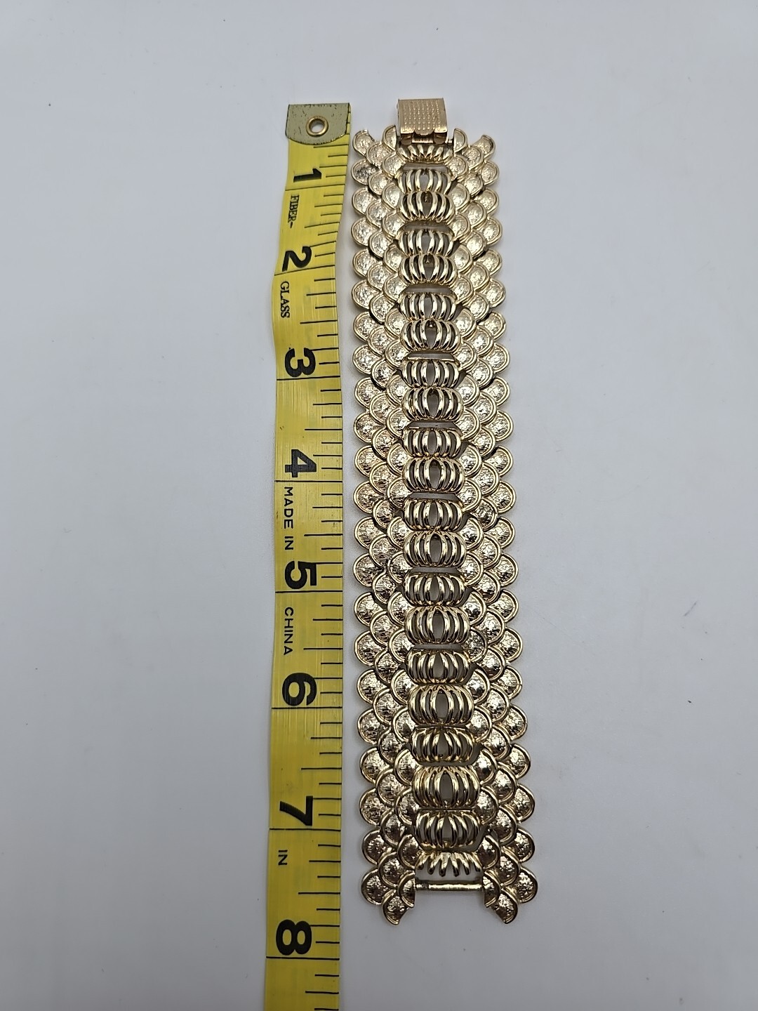 Vintage Coro Pegasus Gold Tone Wide Chunky Link Bracelet Foldover Clasp