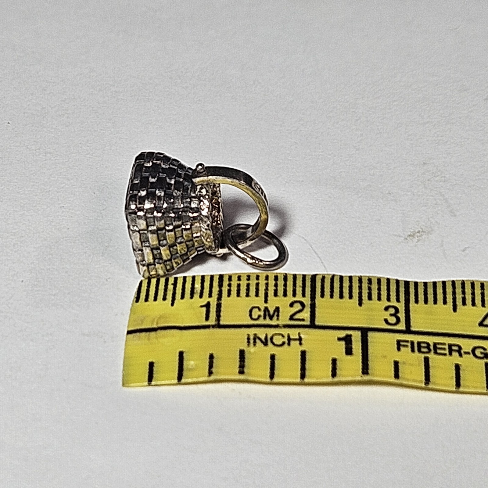 Vintage RCB Sterling Silver 1 Cm Wicker Basket With Handle Charm 4.56 Grams 925