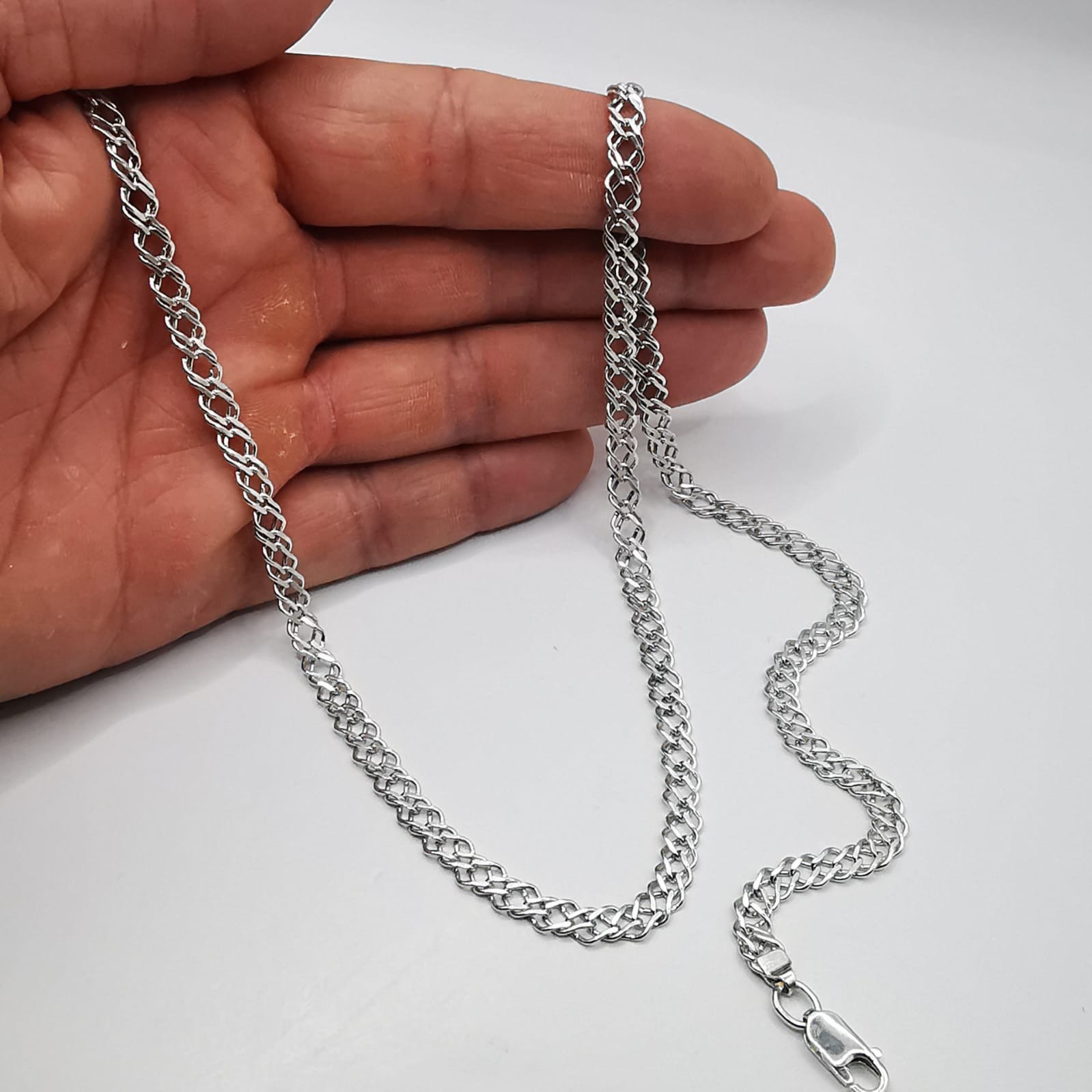 925 Sterling Silver Wheat Spiga Chain Necklace Statement Vintage Hallmarked