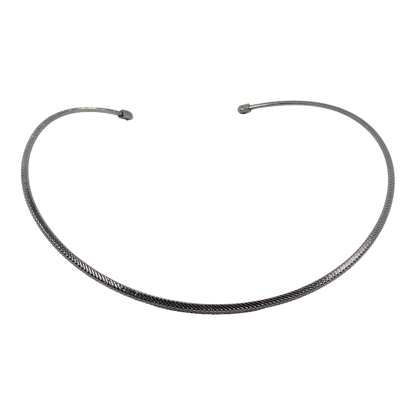 Vintage Lia Sophia Necklace Hard Choker Black Gunmetal Goth Punk Grunge Gift 14″