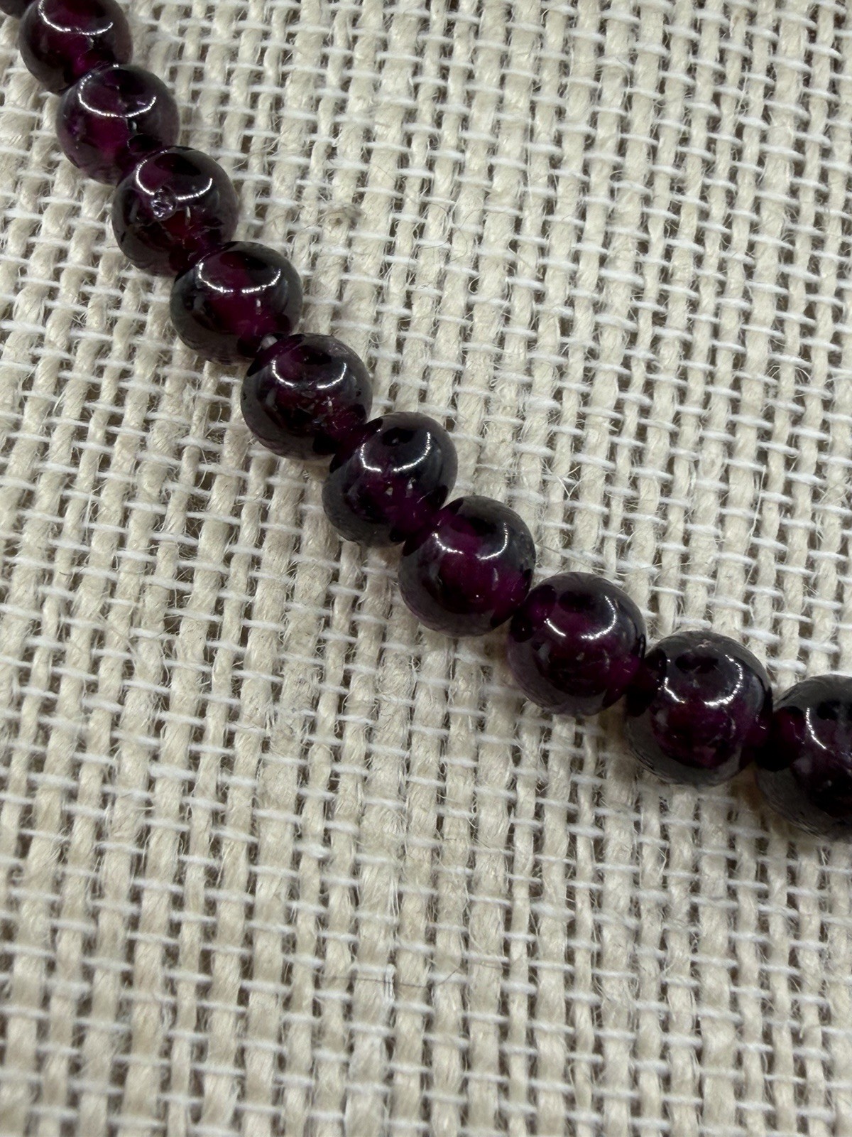 14k Yellow Gold Clasp Deep Dark Purple Amethyst Hand Knotted Strand Necklace