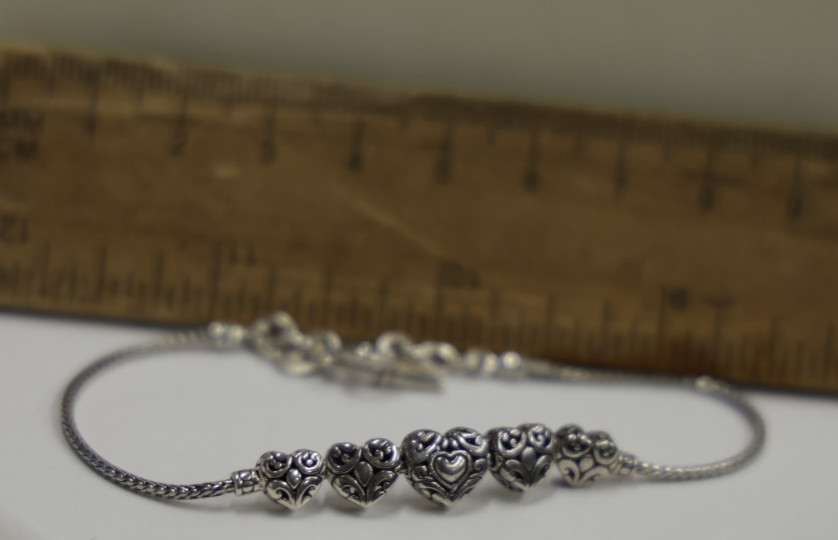 Vintage Sterling Designer ATI Heart Toggle Bracelet 7″ 7.24 Grams