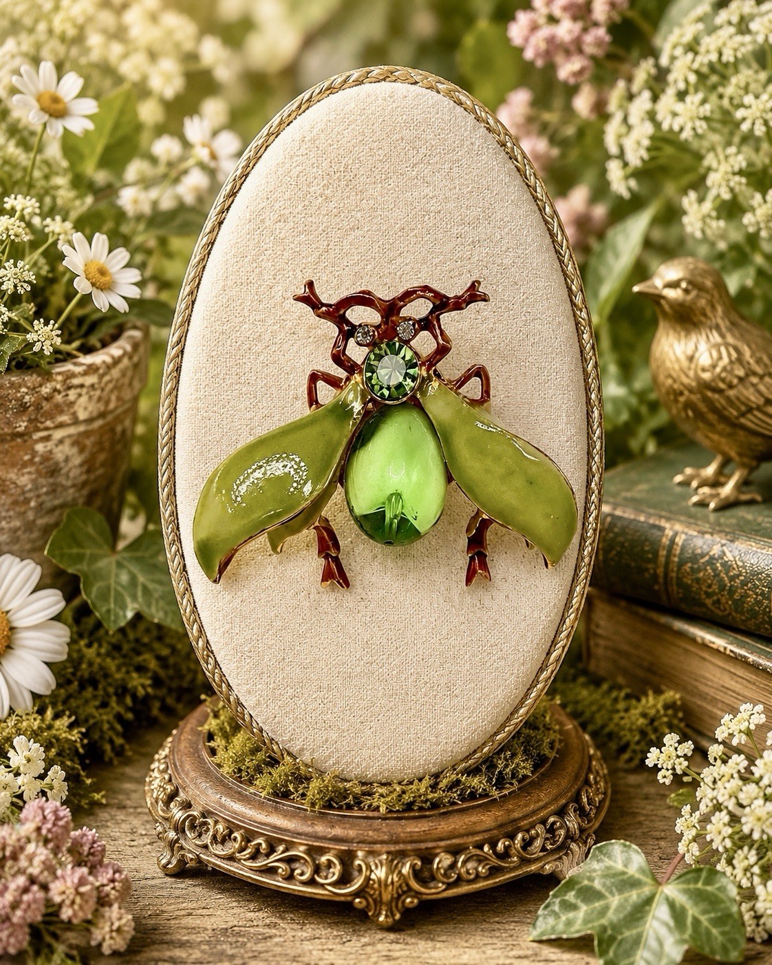 Original By Robert Green Insect Brooch Signed Enamel Rhinestone Bug Pin Vintage