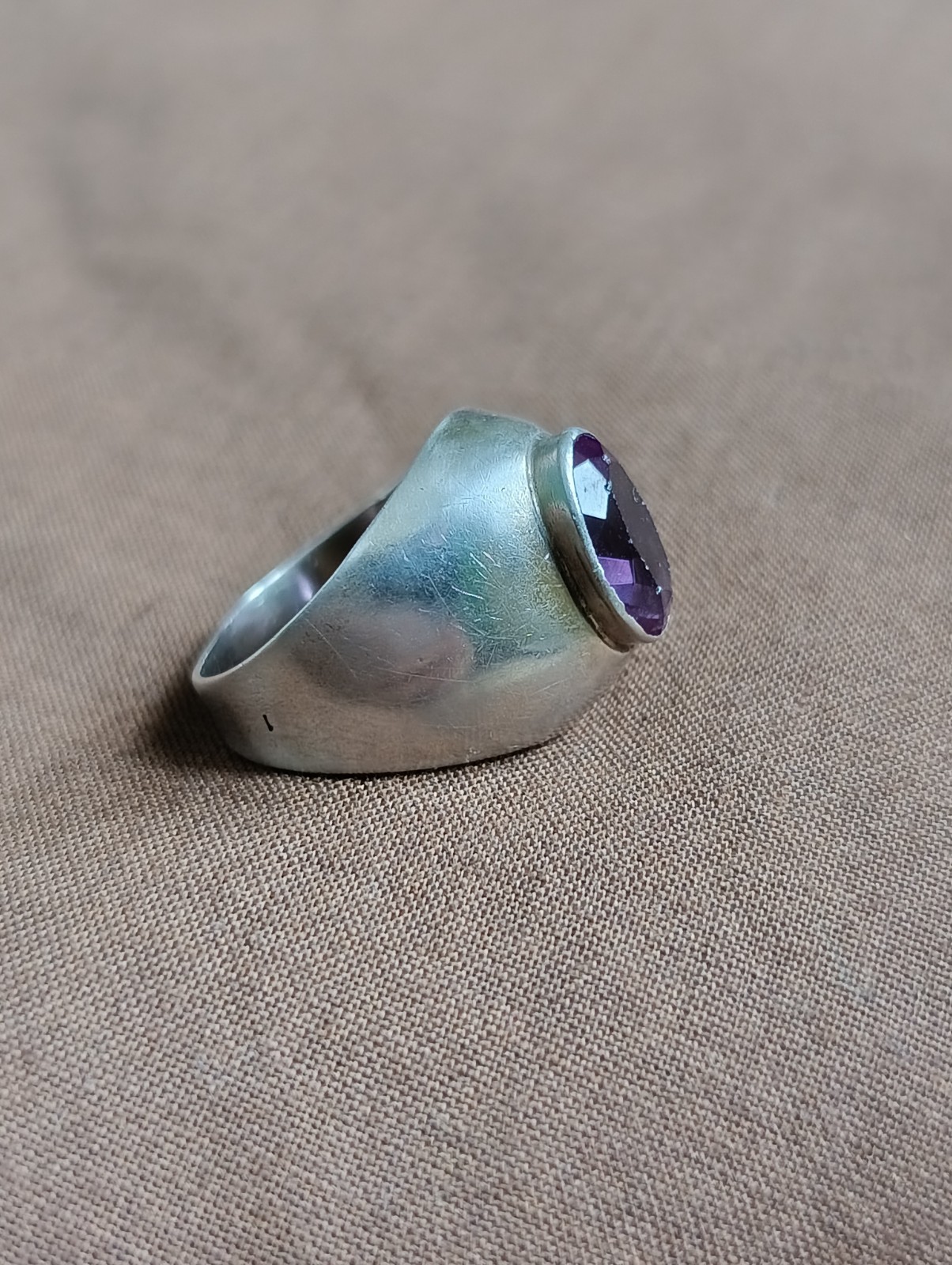 Soviet Silver 875 Ring Size 10.5 Purple Stone 7.19g Vintage USSR – Read Desc
