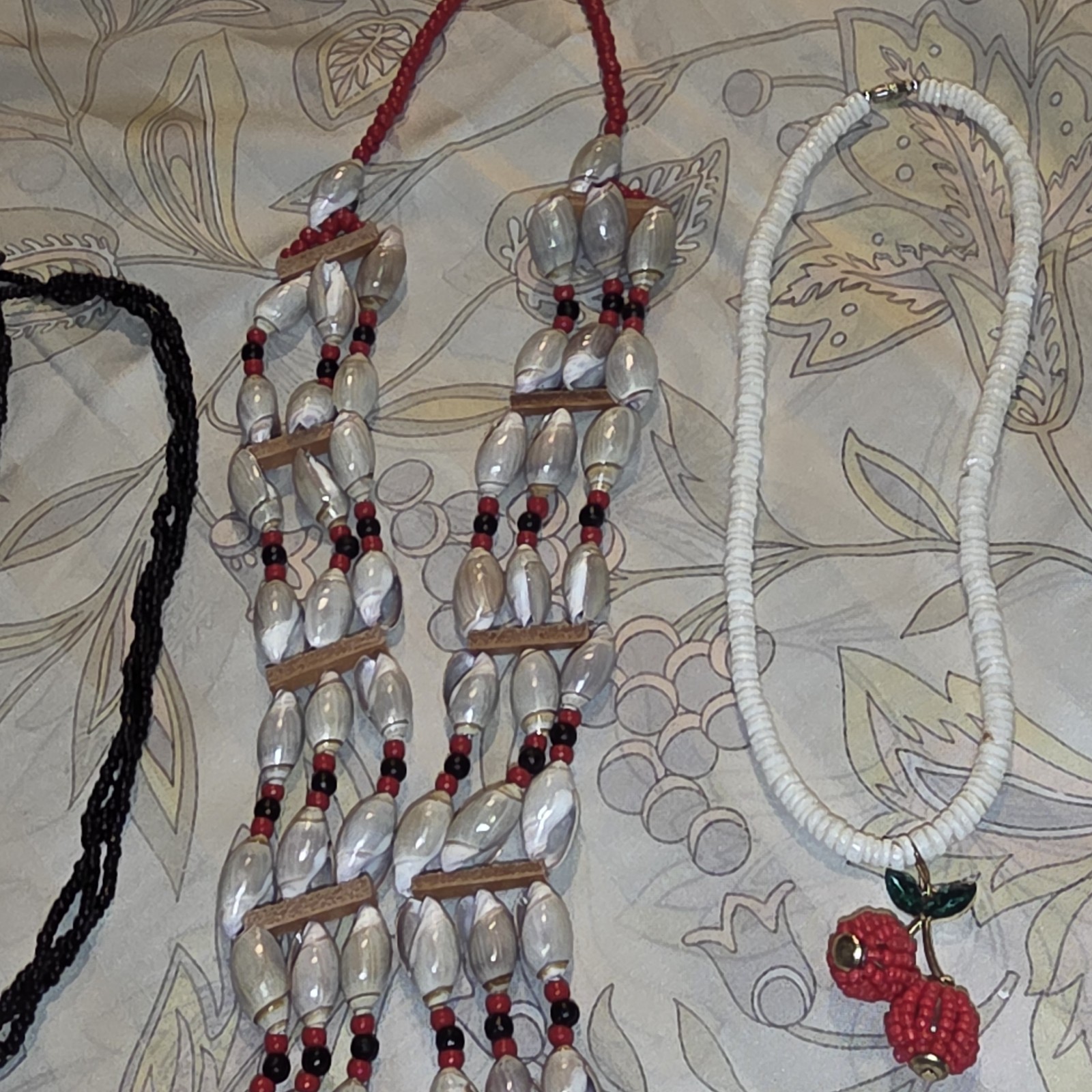 Vintage Unique Beaded Seashell And Puka Shell Jewelry 3 Necklace