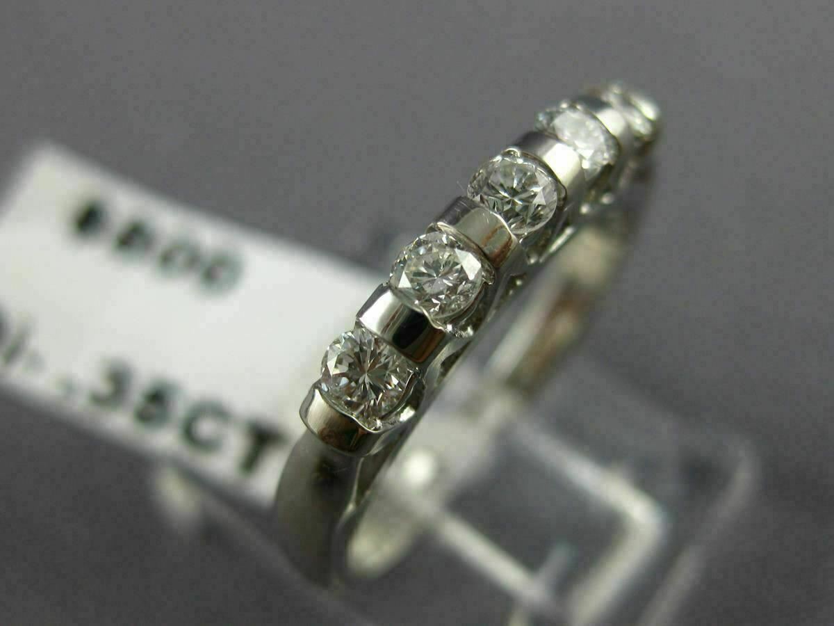 ESTATE 5 DIAMOND 14K WHITE GOLD TENSION SET WEDDING ANNIVERSARY RING 2.5MM 14603