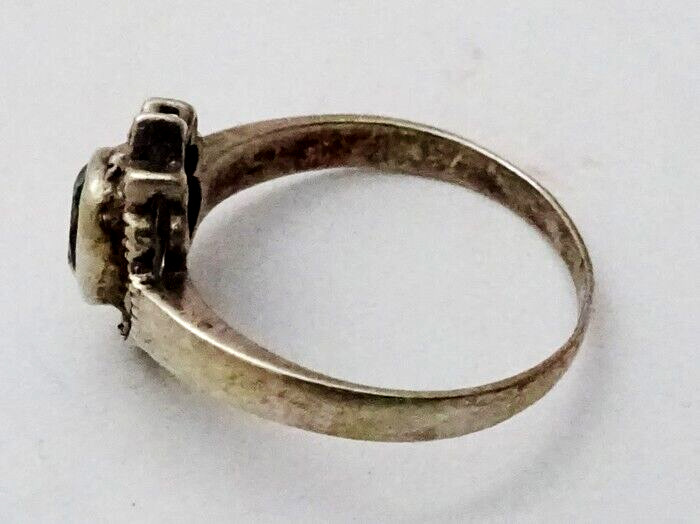 Vintage 925 Sterling Silver Marcasite Blue Topaz Ring Size 6.5 Signed CW