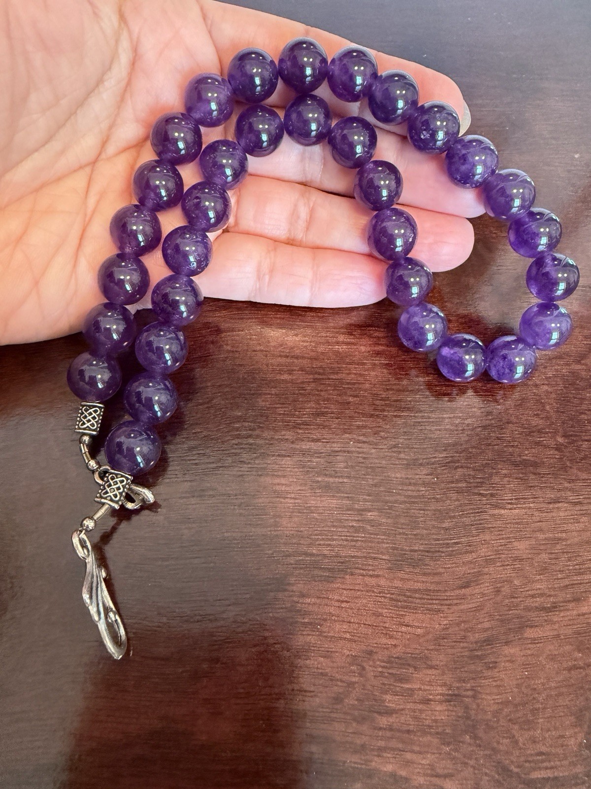 sterling silver amethyst beads necklace vintage