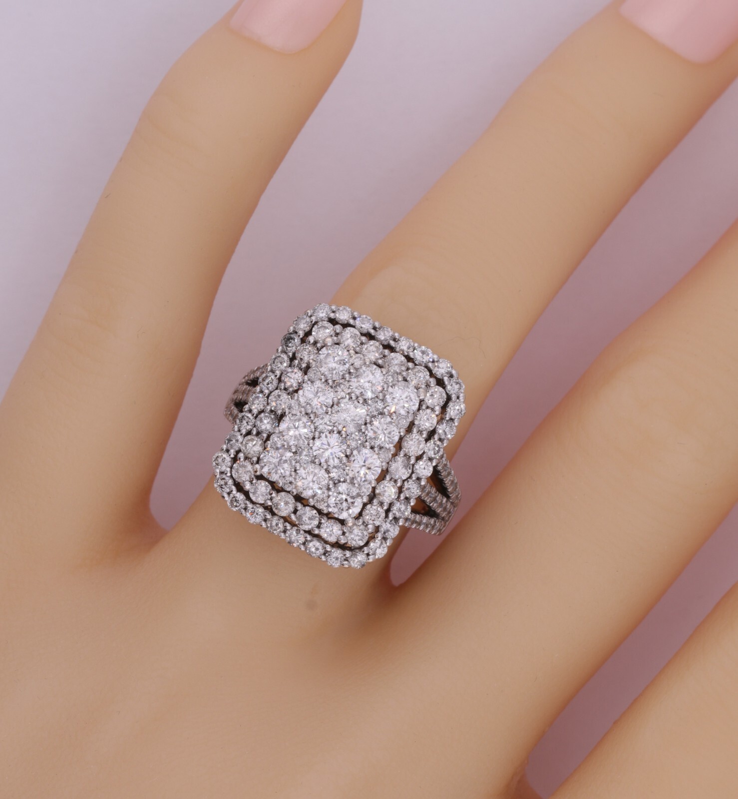2 Carat Natural Diamond Right Hand Ring 14K White Gold Size 8 Spectacular